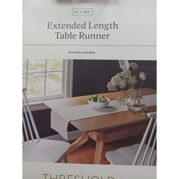 108" x 14" Extended Length Cotton Table Runner Offwhite - Threshold, NEW - Picture 2 of 4
